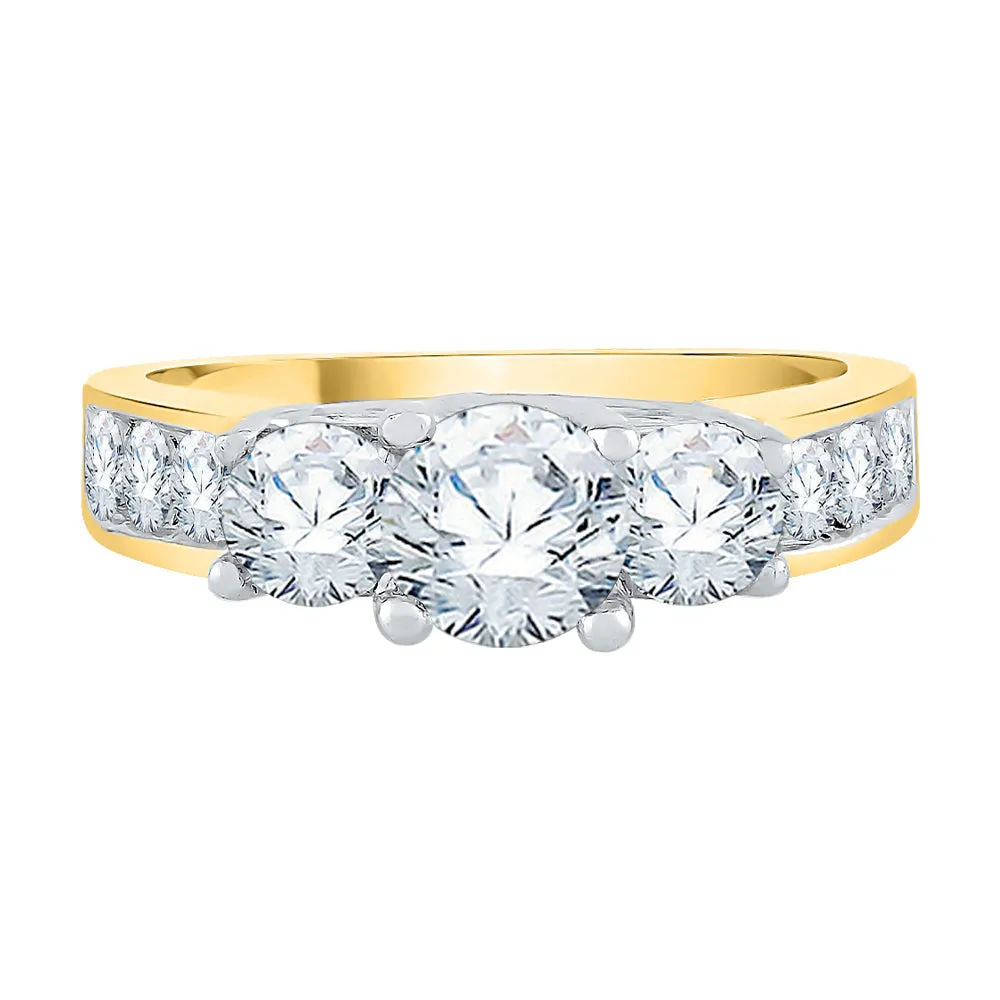 KATARINA Diamond Trellis Setting Three Stone Plus Engagement Ring (1/2 cttw)