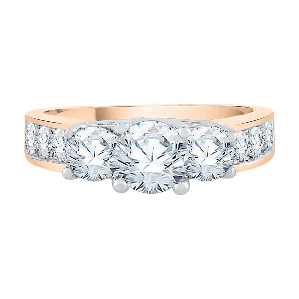 KATARINA Diamond Trellis Setting Three Stone Plus Engagement Ring (1/2 cttw)
