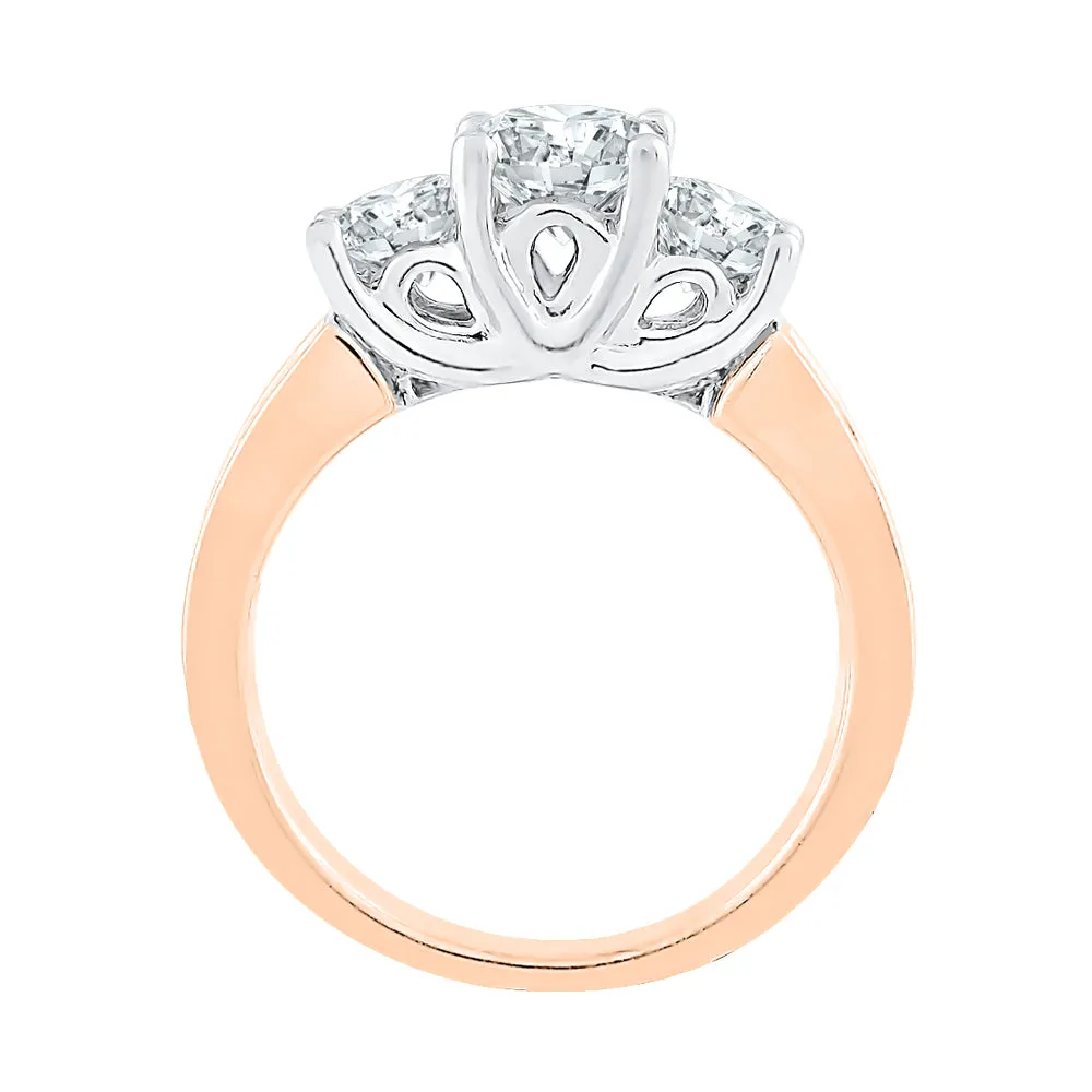 KATARINA Diamond Trellis Setting Three Stone Plus Engagement Ring (1/2 cttw)