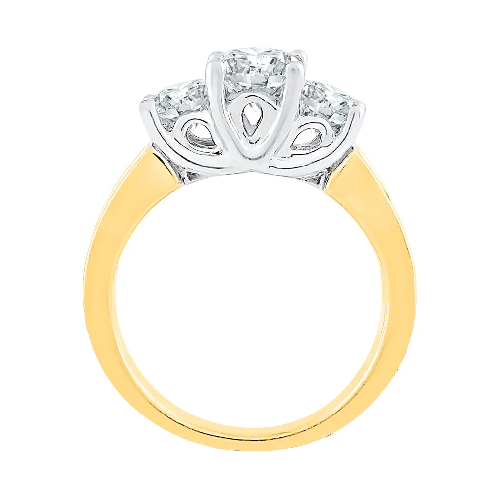 KATARINA Diamond Trellis Setting Three Stone Plus Engagement Ring (1/2 cttw)