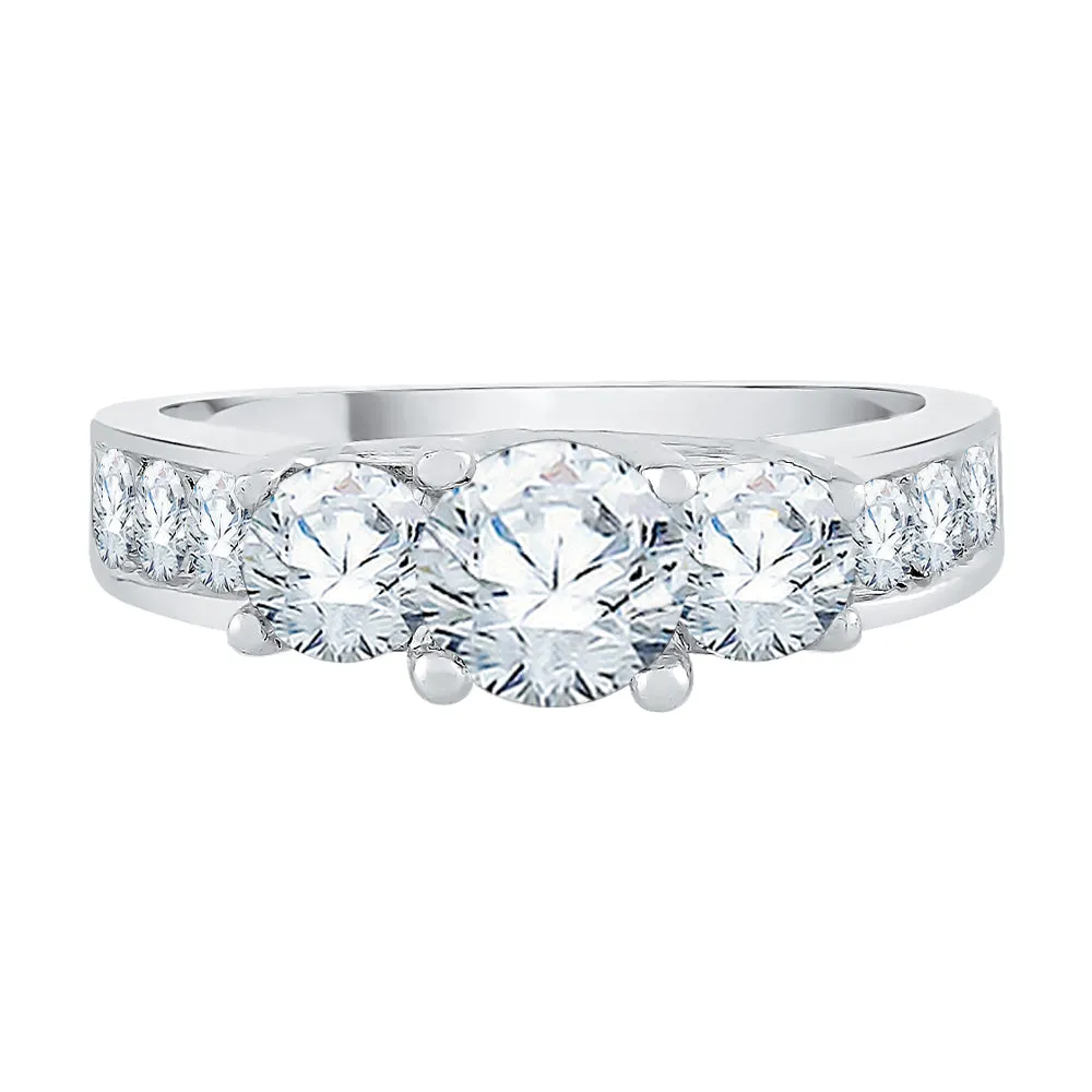 KATARINA Diamond Trellis Setting Three Stone Plus Engagement Ring (1/2 cttw)