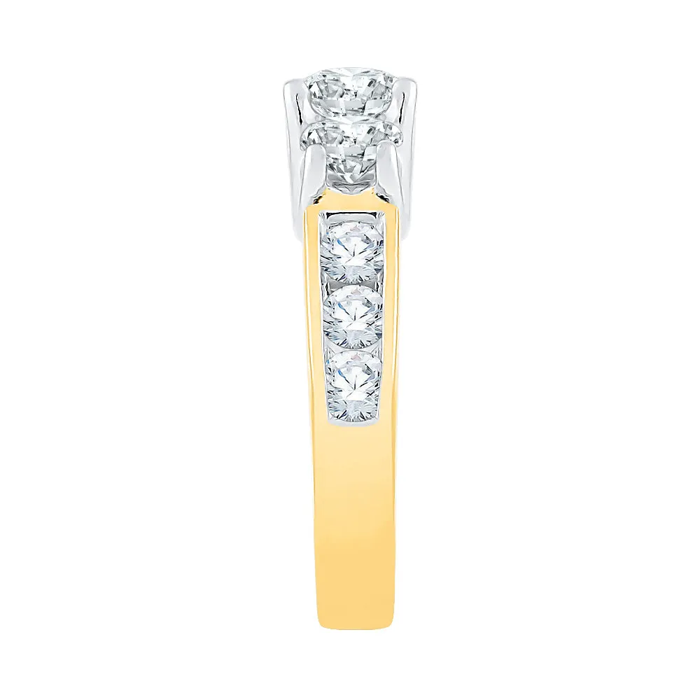 KATARINA Diamond Trellis Setting Three Stone Plus Engagement Ring (1/2 cttw)