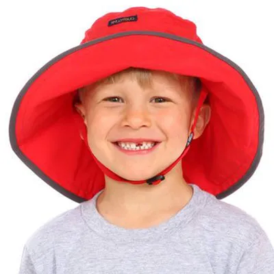 Kids Adjustable Sun Hat, in sizes infant to 8 years, solid red UPF50 
