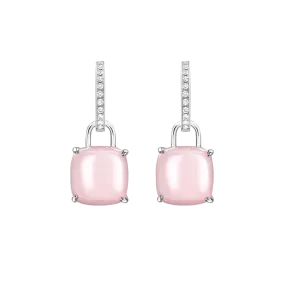 Kiki McDonough Cushion Pink Opal and Diamond Earrings