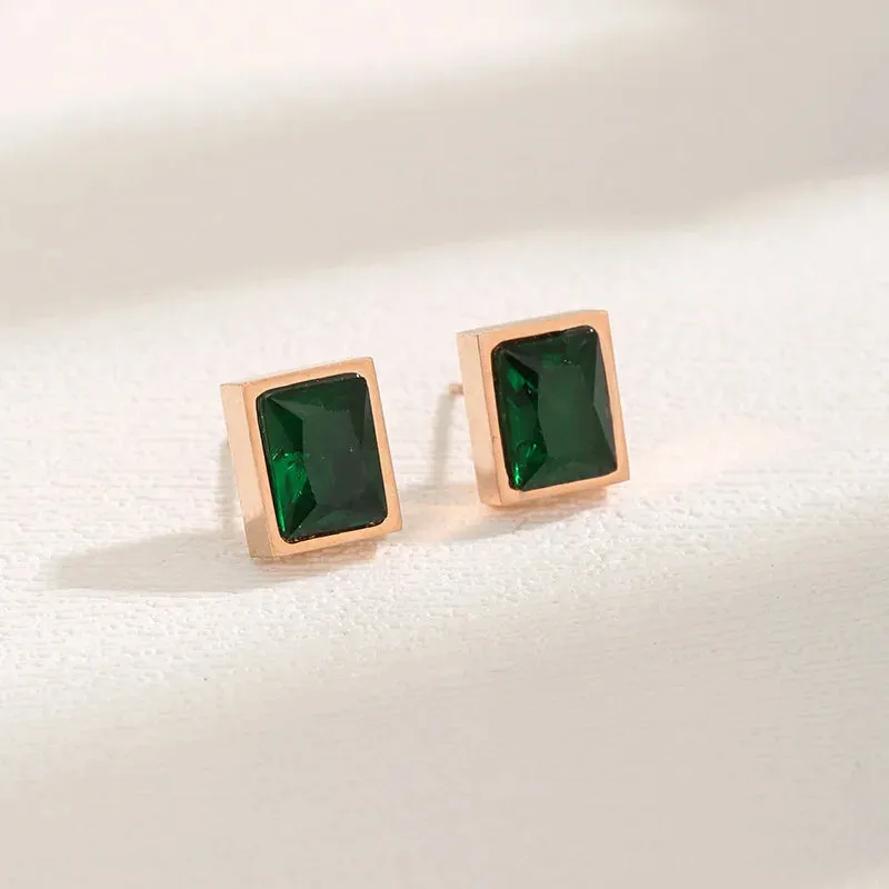 korean vintage delicate zircon shell heart stainless steel gold plated light luxury women's  high quality design stud earrings