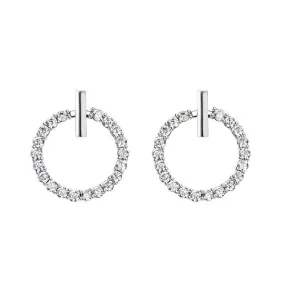 LByzHan Free Shipping Fashion 925 Sterling Silver Crystal Rhinestone Geometric Round Stud Earrings For Women Beautiful Jewelry