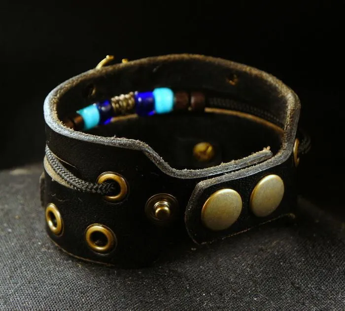 Leather Hamsa Protective Charm Bracelet