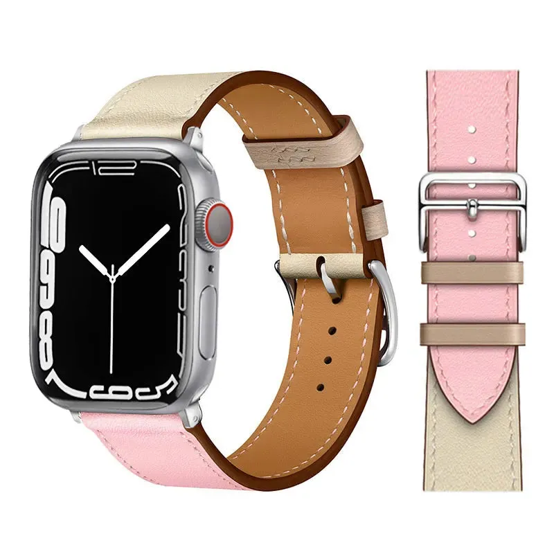 Leather Watch Straps for Apple Watch band 44mm 49mm 45mm 42mm 40mm 41mm 38mm sport bracelet iWatch series Ultra 9-8-7-6-5-4-3-SE