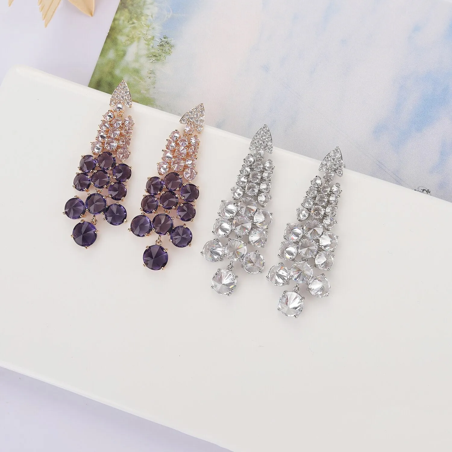 Luxury Cubic Zircon CZ Earrings,Chains Style Birthday Party Wedding Gift Fine New Jewelry CE11338