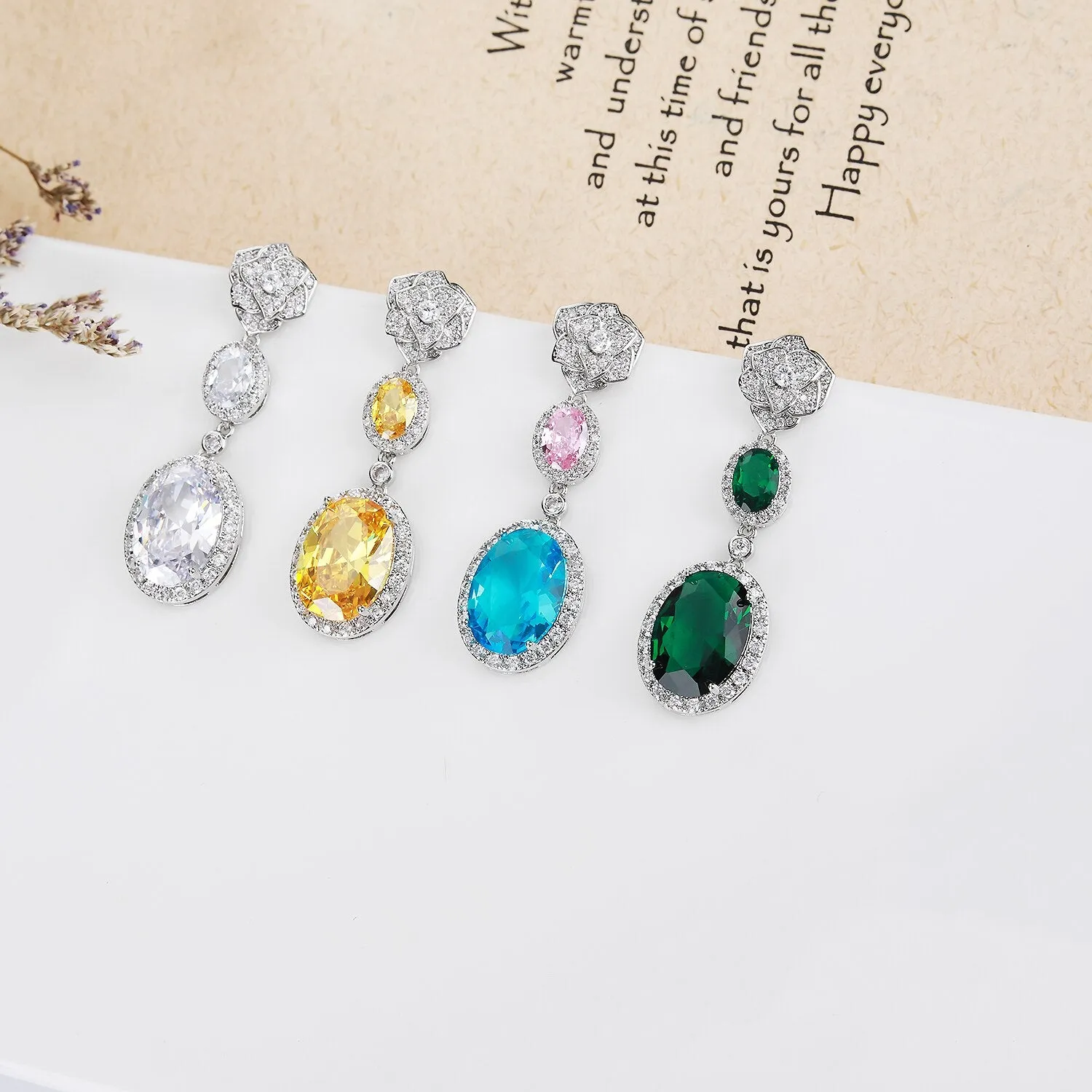 Luxury Cubic Zircon CZ Earrings,Crystals Dangle Earring Birthday Party Wedding Gift Fine New Jewelry CE11599