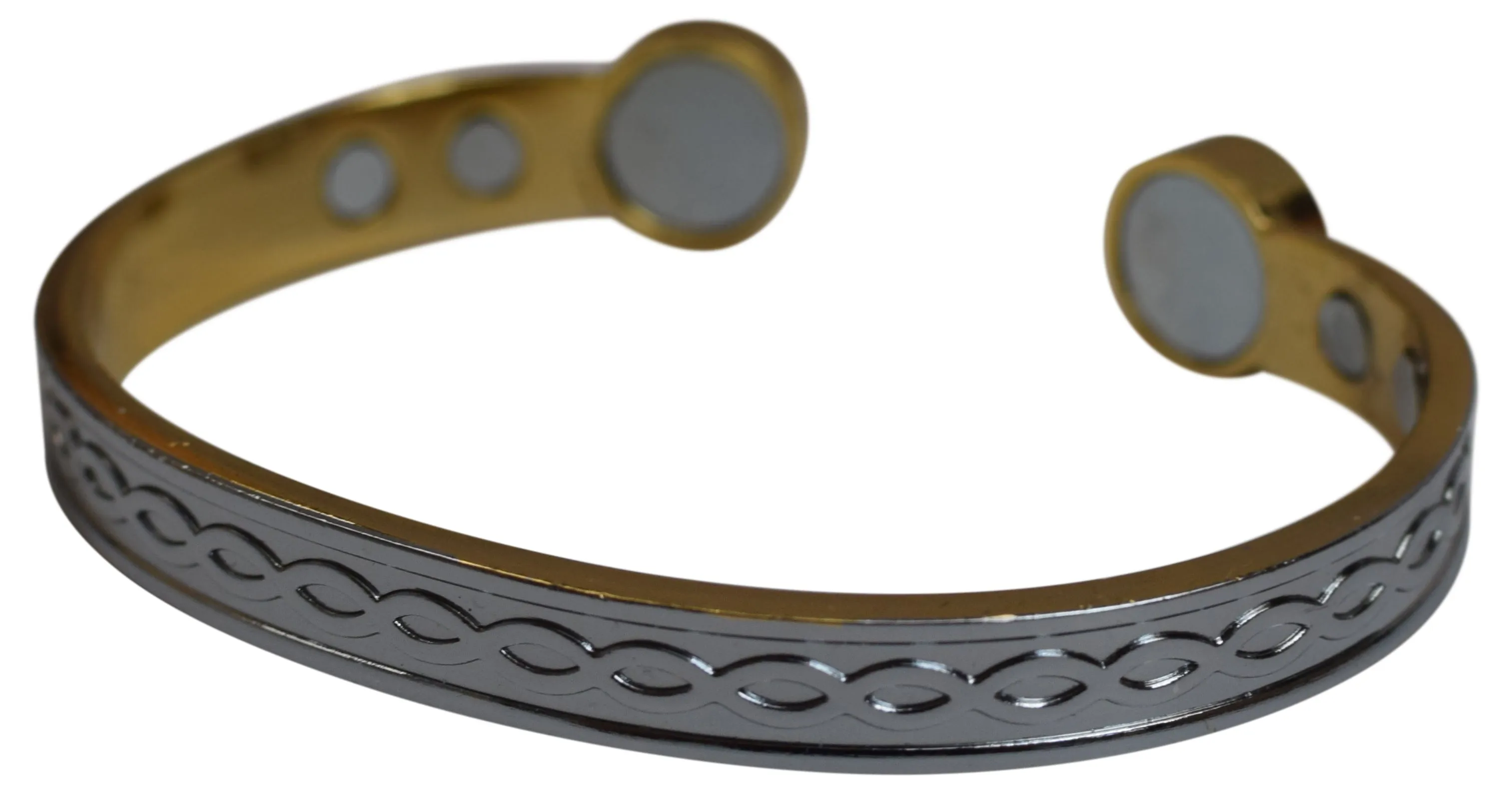 Magnetic Copper Wrist Bracelet Therapy Pain Adjustable Silver Finish