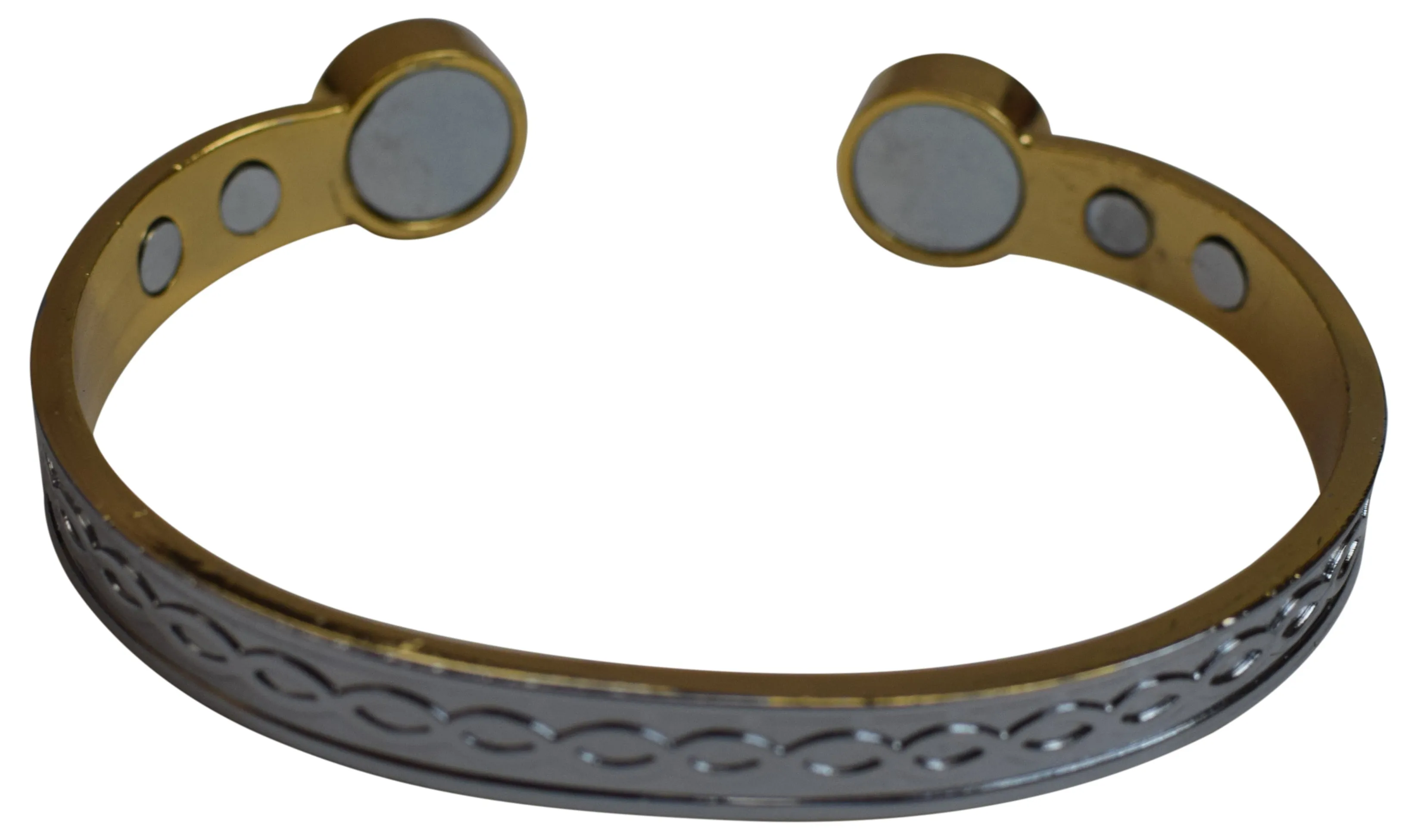 Magnetic Copper Wrist Bracelet Therapy Pain Adjustable Silver Finish