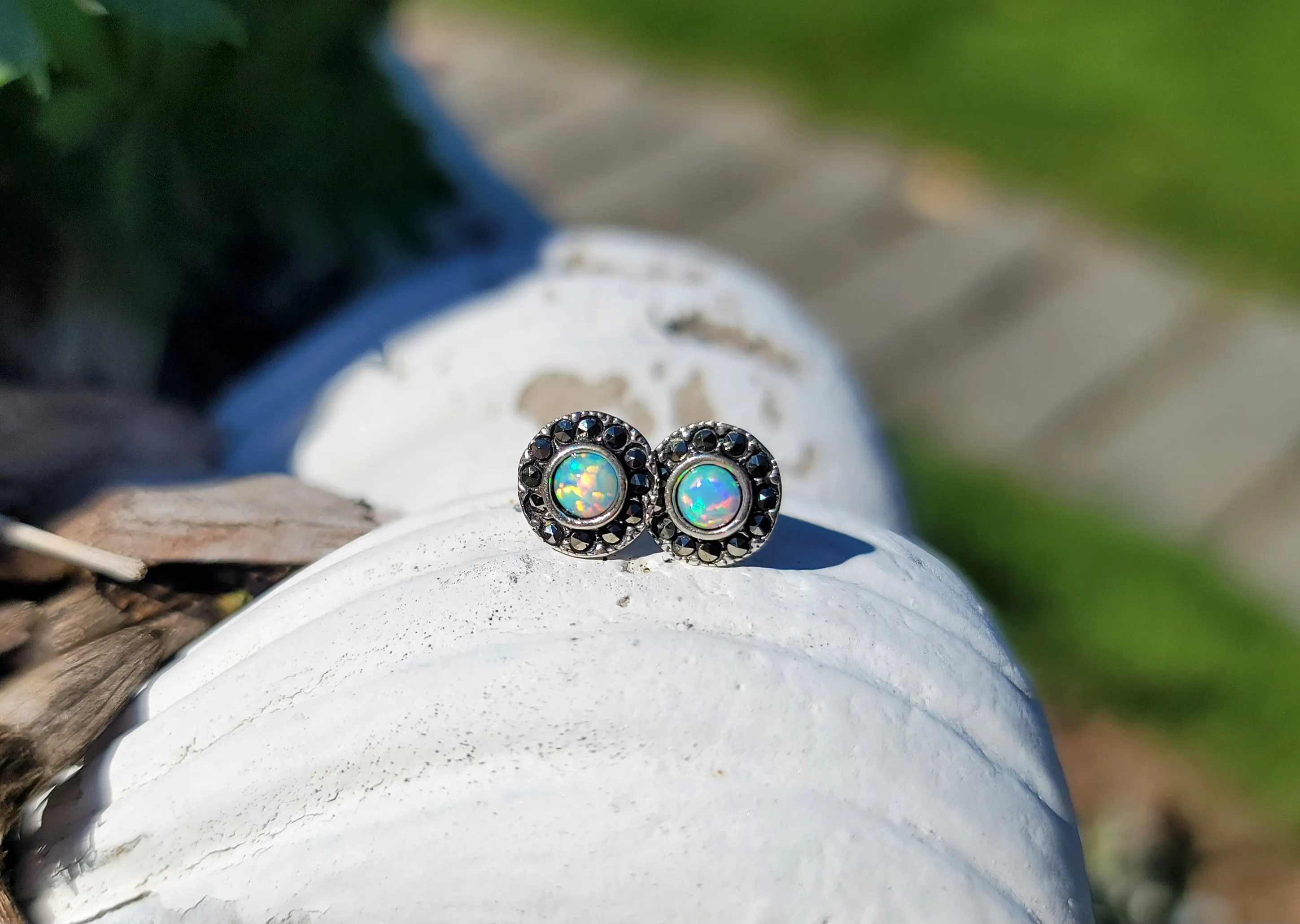 Marcasite & Opal Earrings