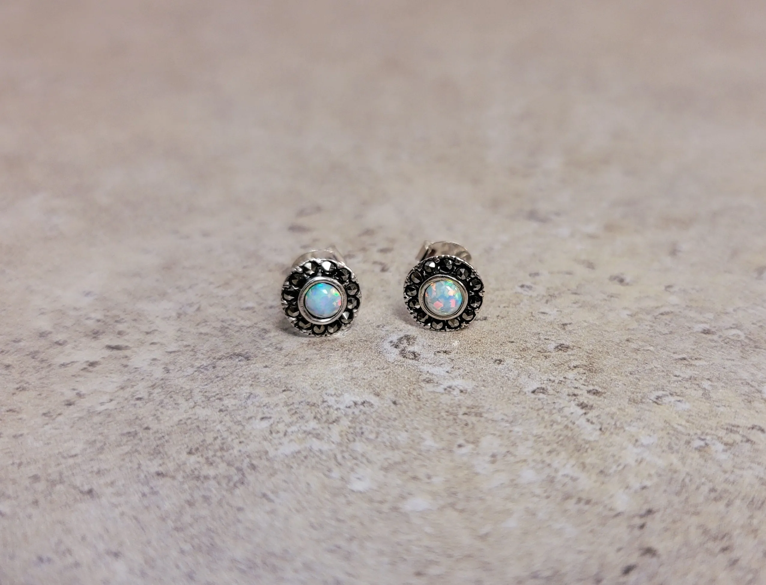 Marcasite & Opal Earrings