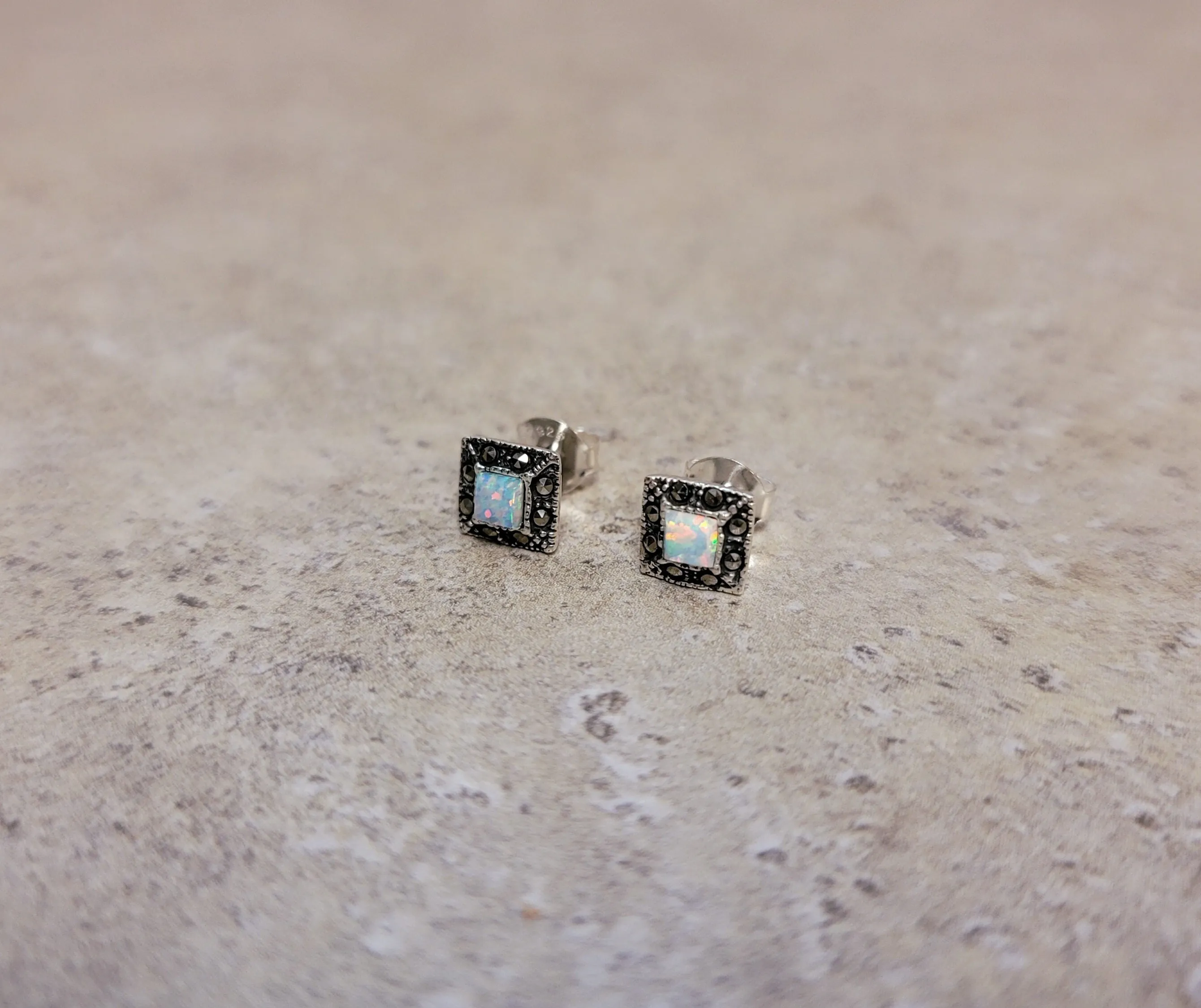 Marcasite & Opal Earrings