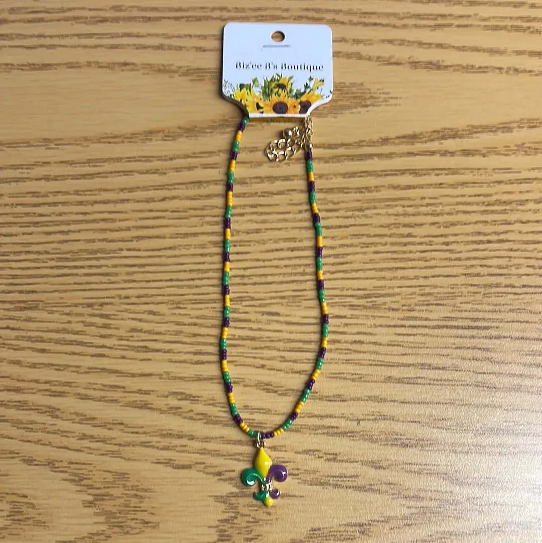 Mardi Gras Fleur De Lis Shape Choker/Necklace