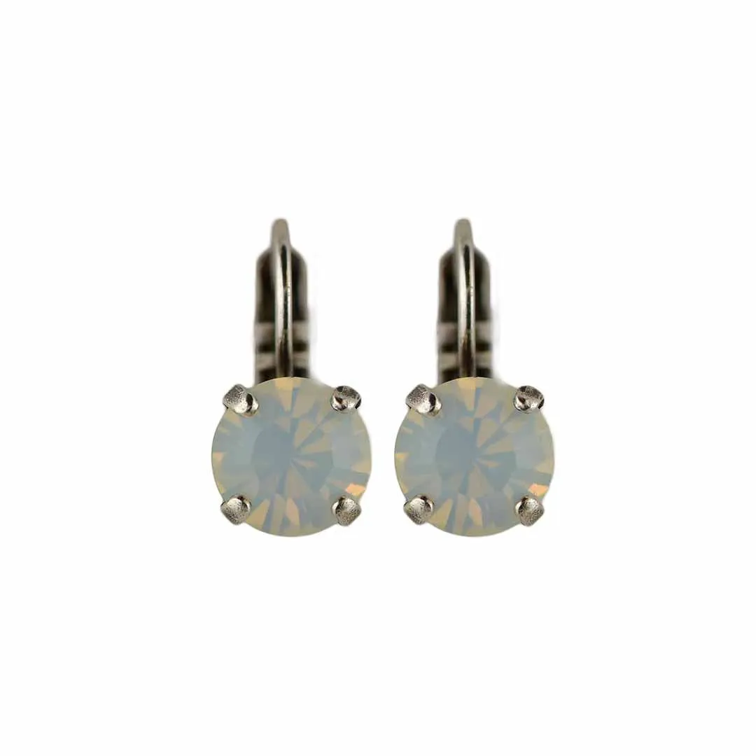 Medium Everyday Leverback Earrings in "White Opal" *Custom*