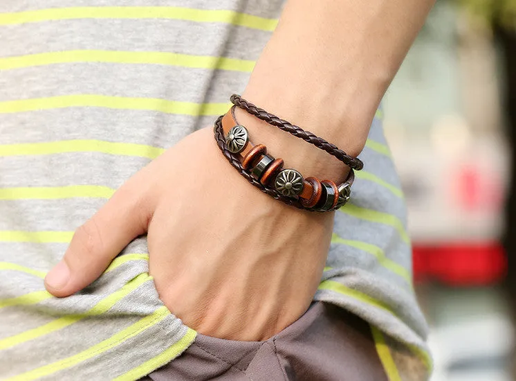 Men Jewelry Bracelet Trendy Leather Braided Bracelets Cross Charm Bangles Male Fashion Vintage Accessories BestFriend gift
