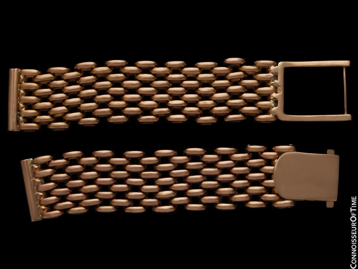 Mens Heavy 69  Gram Vintage 17mm Beads of Rice Style 18K Rose Gold Watch Bracelet