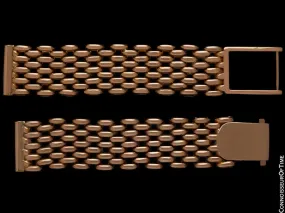 Mens Heavy 69  Gram Vintage 17mm Beads of Rice Style 18K Rose Gold Watch Bracelet