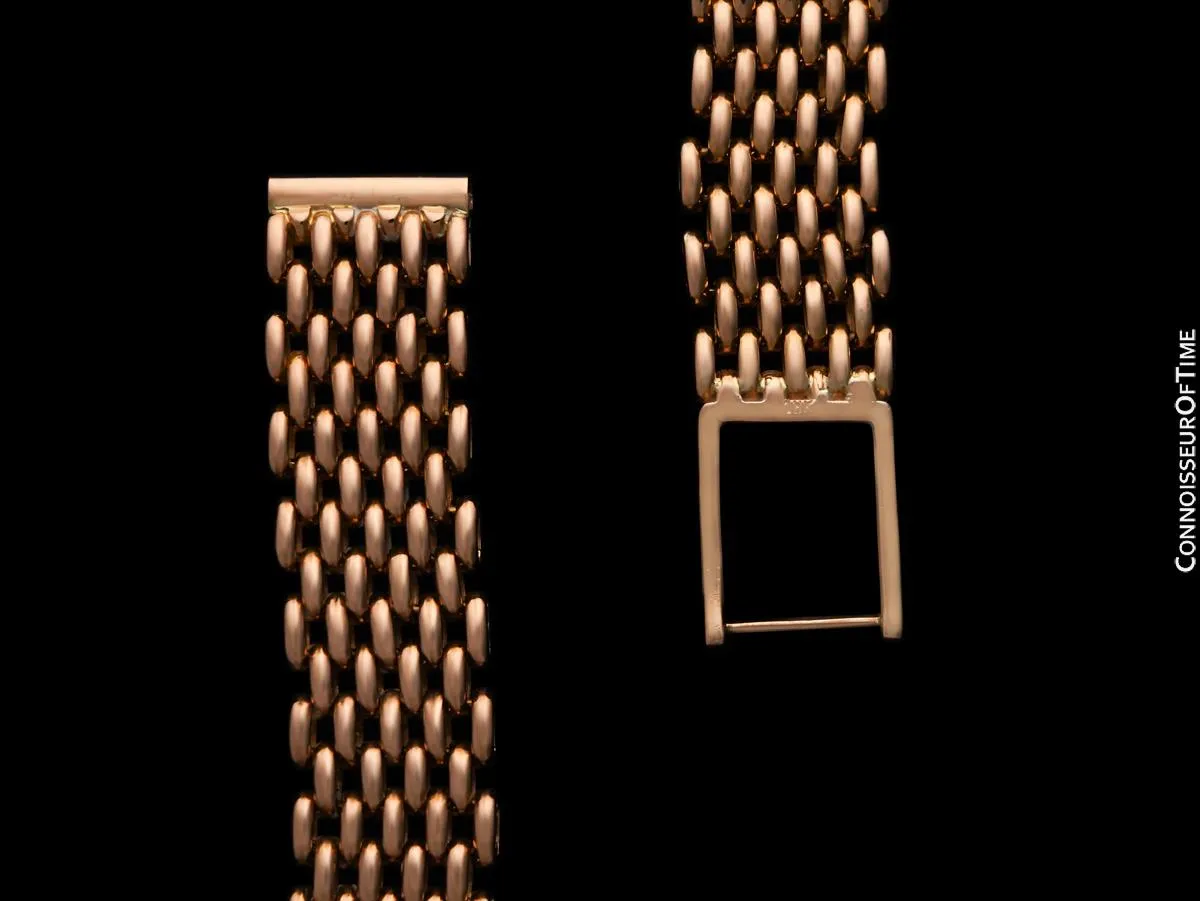 Mens Heavy 69  Gram Vintage 17mm Beads of Rice Style 18K Rose Gold Watch Bracelet