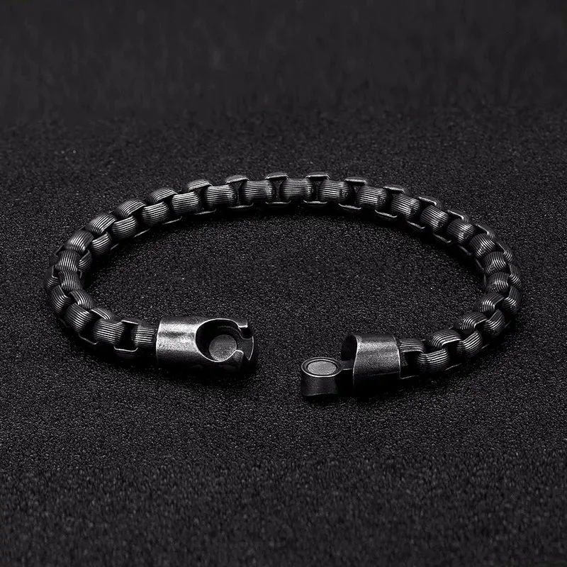 Men's Vintage Oxidized Black Box Link Chain Bracelet