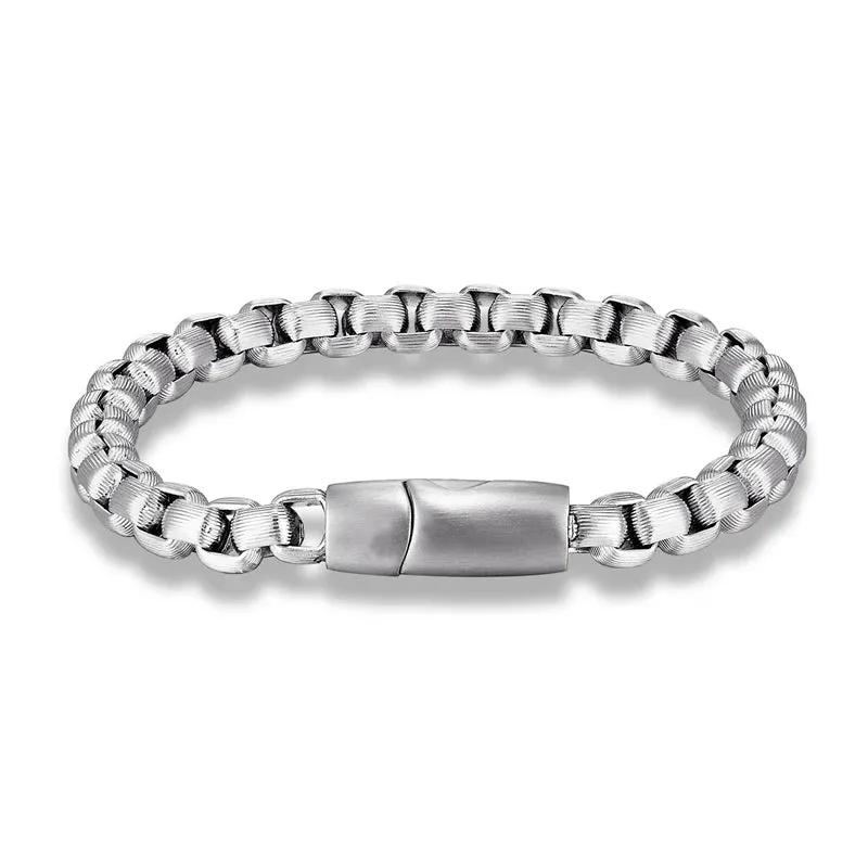 Men's Vintage Oxidized Black Box Link Chain Bracelet