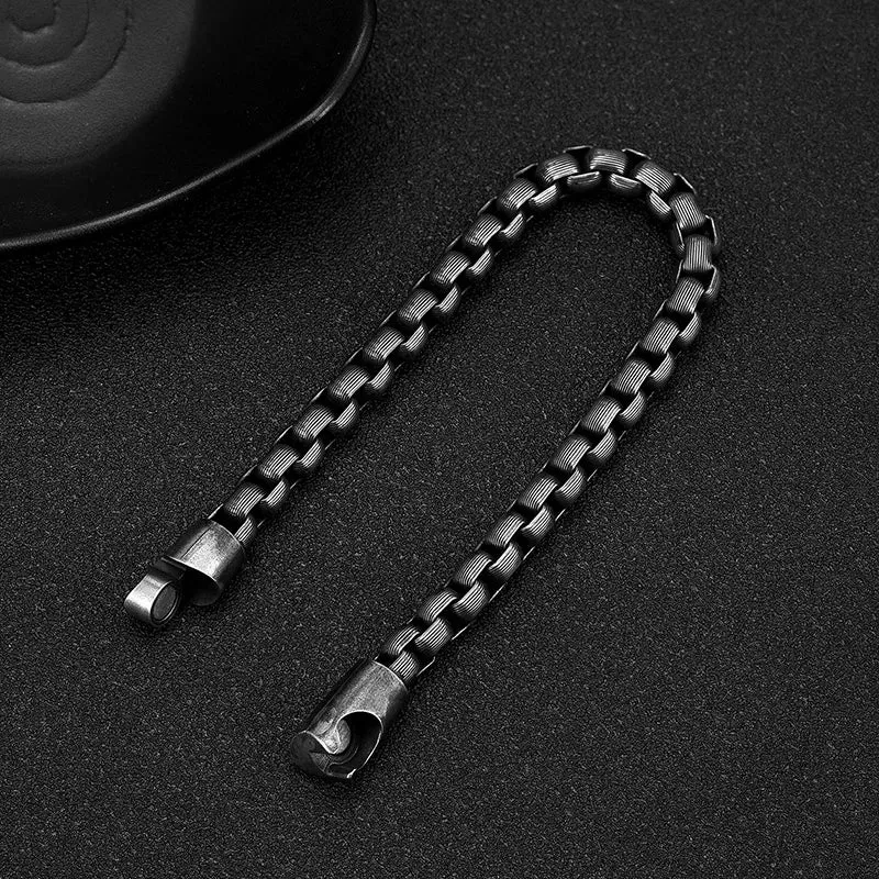 Men's Vintage Oxidized Black Box Link Chain Bracelet