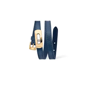MESSIKA, MY MOVE LEATHER BRACELET, CHINA BLUE, YELLOW GOLD