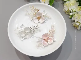 Metal Flower with Pearl Brooch (3 Colors)