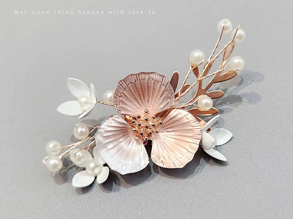 Metal Flower with Pearl Brooch (3 Colors)