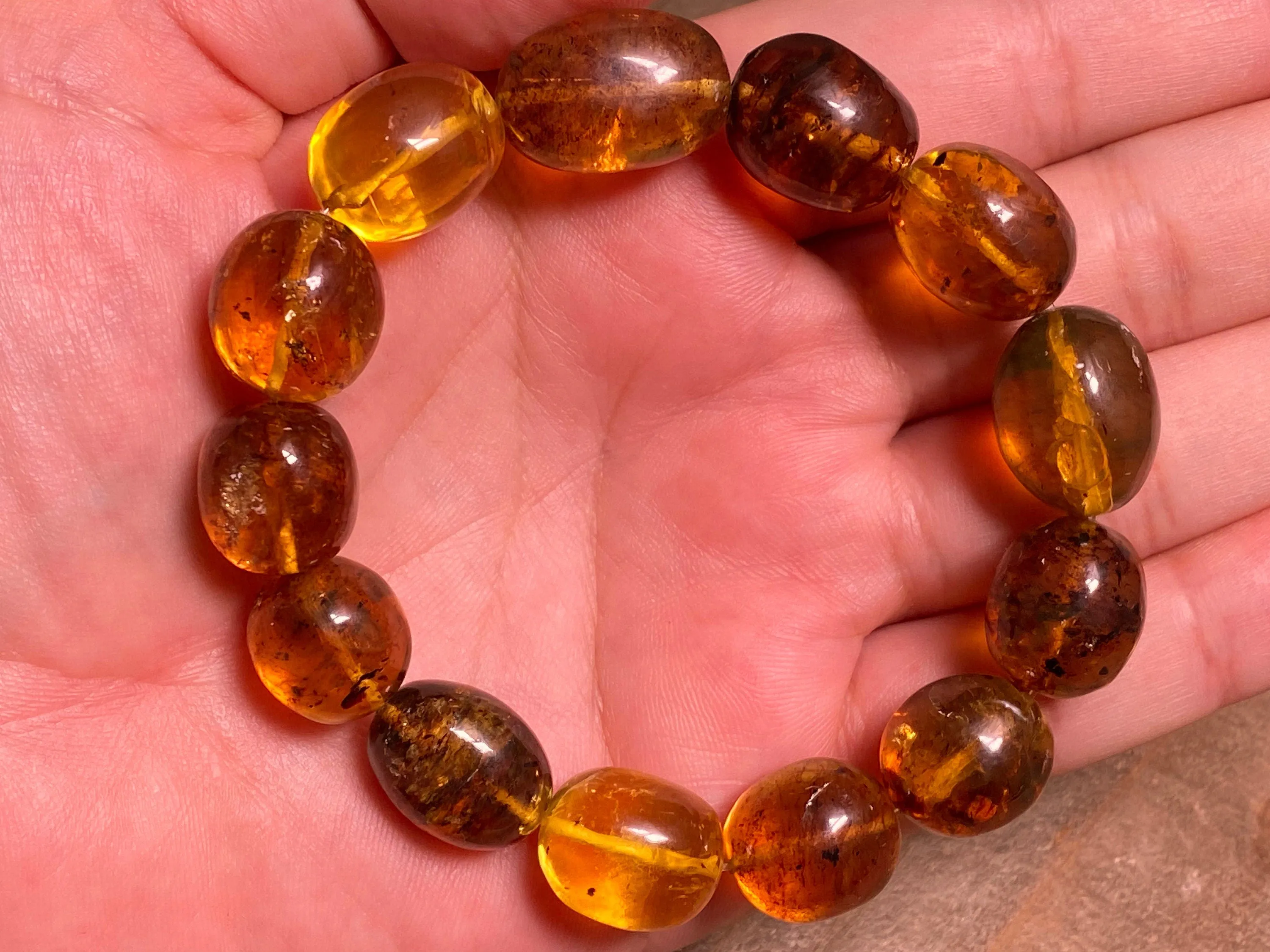 Mexican AMBER Crystal Bracelet - Beaded Bracelet, Handmade Jewelry, Healing Crystals and Stones, 48283