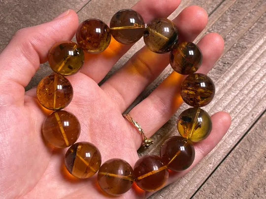 Mexican AMBER Crystal Bracelet - Beaded Bracelet, Handmade Jewelry, Healing Crystals and Stones, 48452