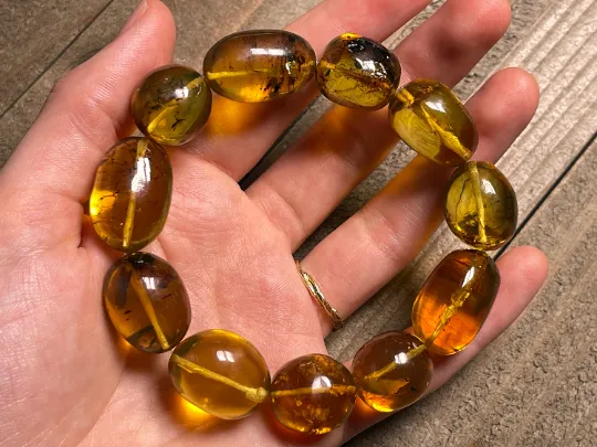 Mexican AMBER Crystal Bracelet - Beaded Bracelet, Handmade Jewelry, Healing Crystals and Stones, 48455