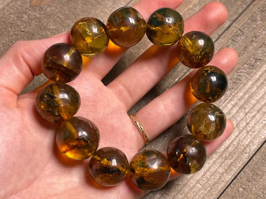 Mexican AMBER Crystal Bracelet - Beaded Bracelet, Handmade Jewelry, Healing Crystals and Stones, 48458