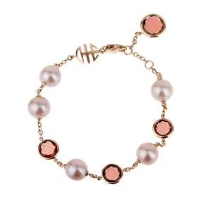 Mimi Milano Garnet & Pearl Rose Gold Bracelet