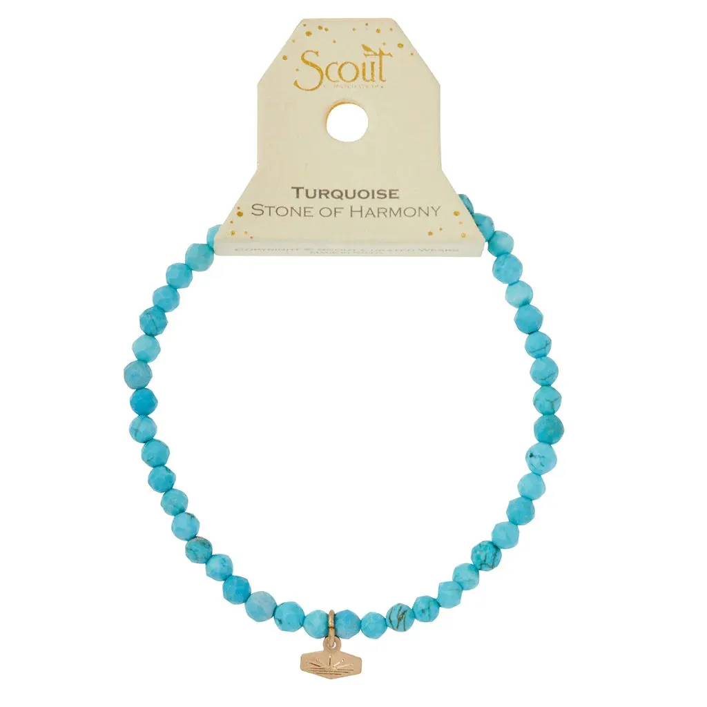 Mini Faceted Stone Stacking Bracelet - Turquoise/ Gold