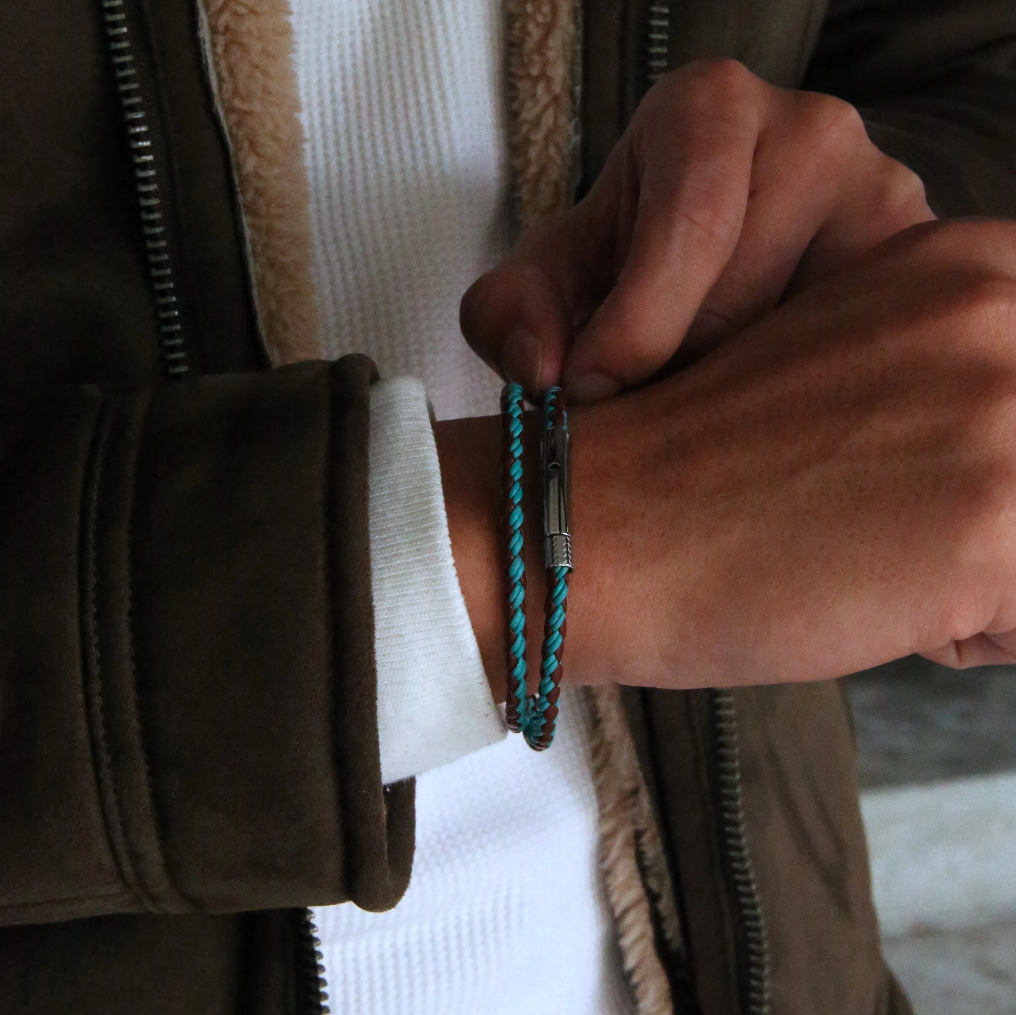 Mix Turquoise, Burgundy Leather Wrap Bracelet