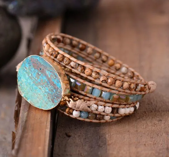 Mixed Natural Gilded Stone Bracelet