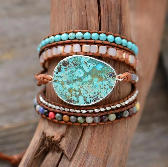 Mixed Natural Gilded Stone Bracelet