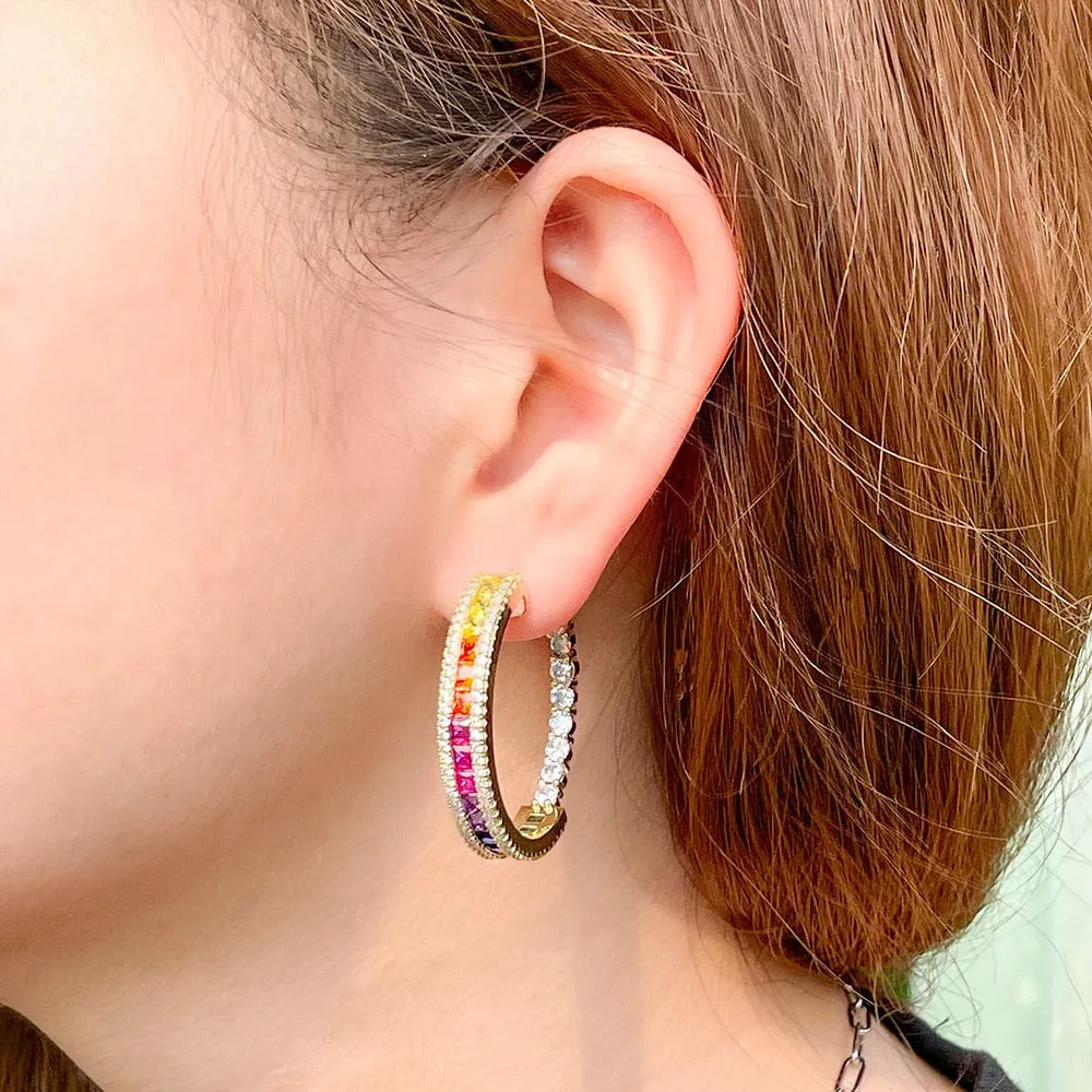Multicolor Cubic Zircon CZ Round Earrings,CZ Dangle Earring for Wedding, Women Dinner Accessories Jewelry SZE0514