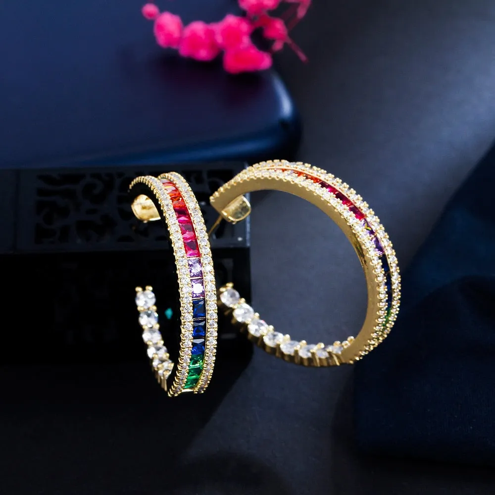 Multicolor Cubic Zircon CZ Round Earrings,CZ Dangle Earring for Wedding, Women Dinner Accessories Jewelry SZE0514