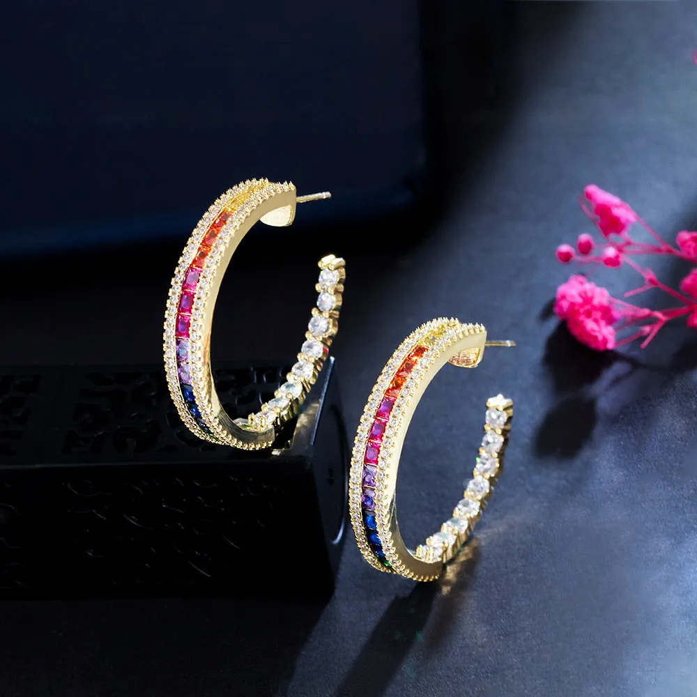 Multicolor Cubic Zircon CZ Round Earrings,CZ Dangle Earring for Wedding, Women Dinner Accessories Jewelry SZE0514