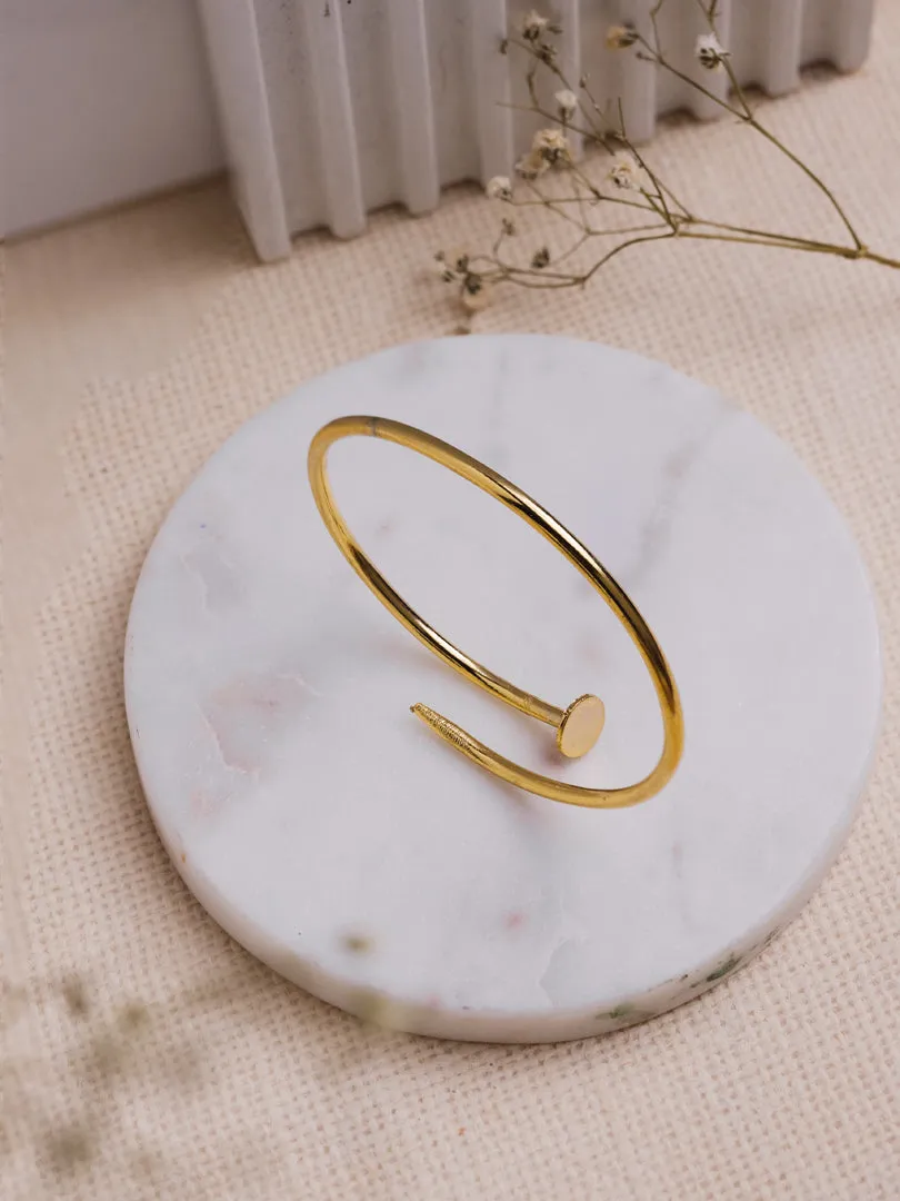 Nail Brass Adjustable Bracelet (Anti Tarnish)