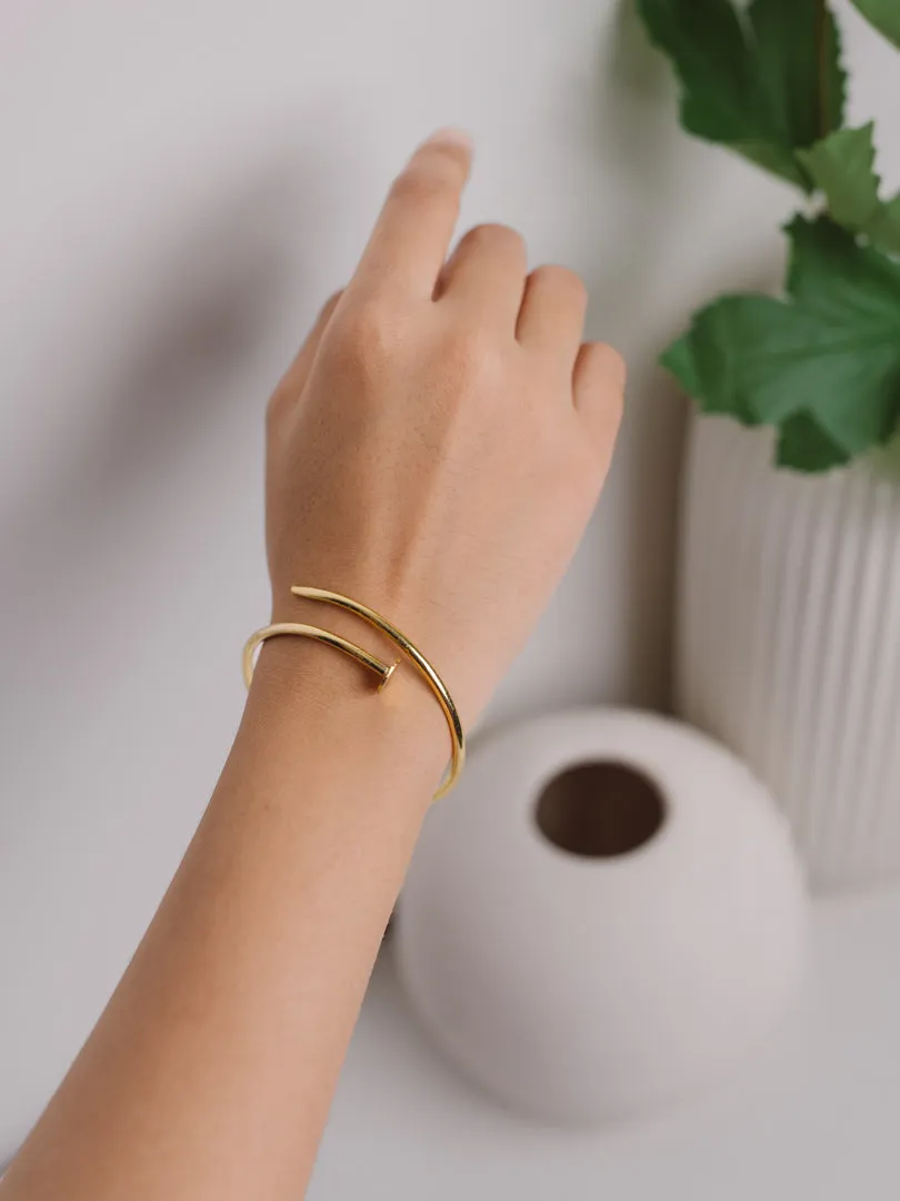 Nail Brass Adjustable Bracelet (Anti Tarnish)