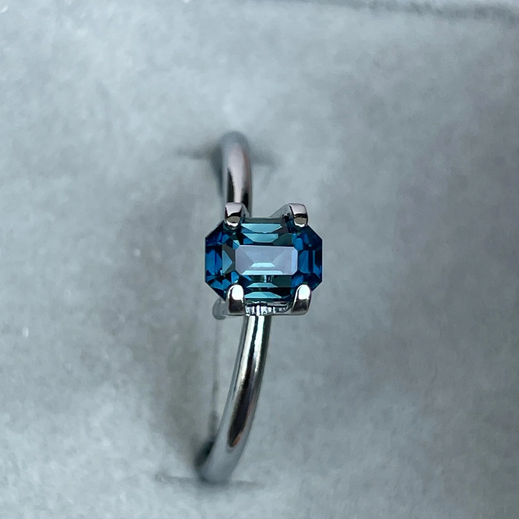 Natural Blue Green Sapphire Emerald Cut 1.13 Carat