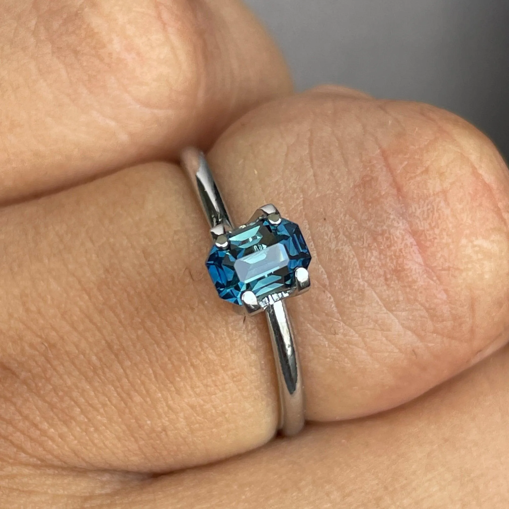 Natural Blue Green Sapphire Emerald Cut 1.13 Carat