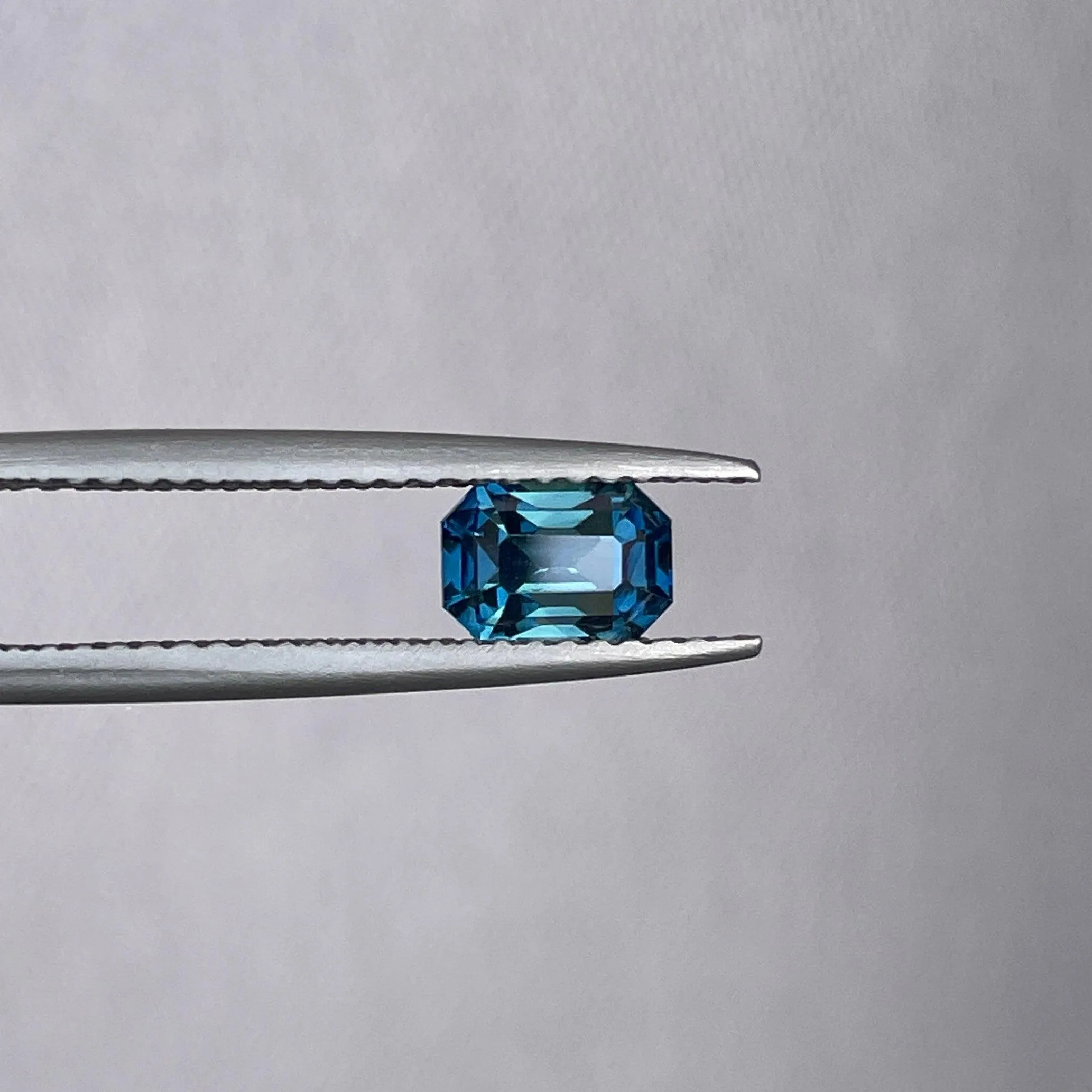 Natural Blue Green Sapphire Emerald Cut 1.13 Carat