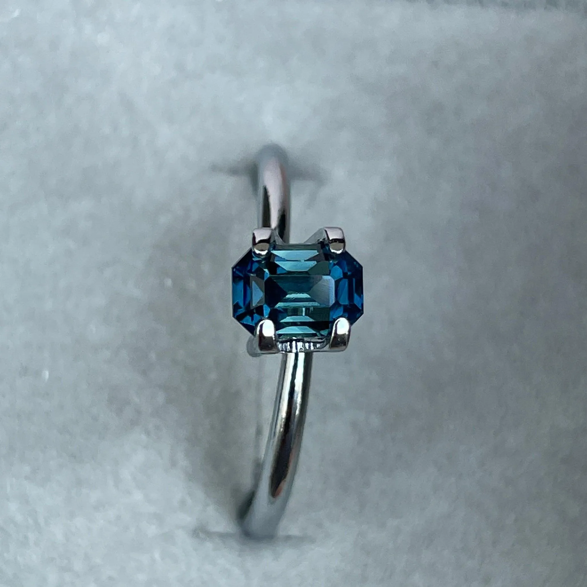 Natural Blue Green Sapphire Emerald Cut 1.13 Carat