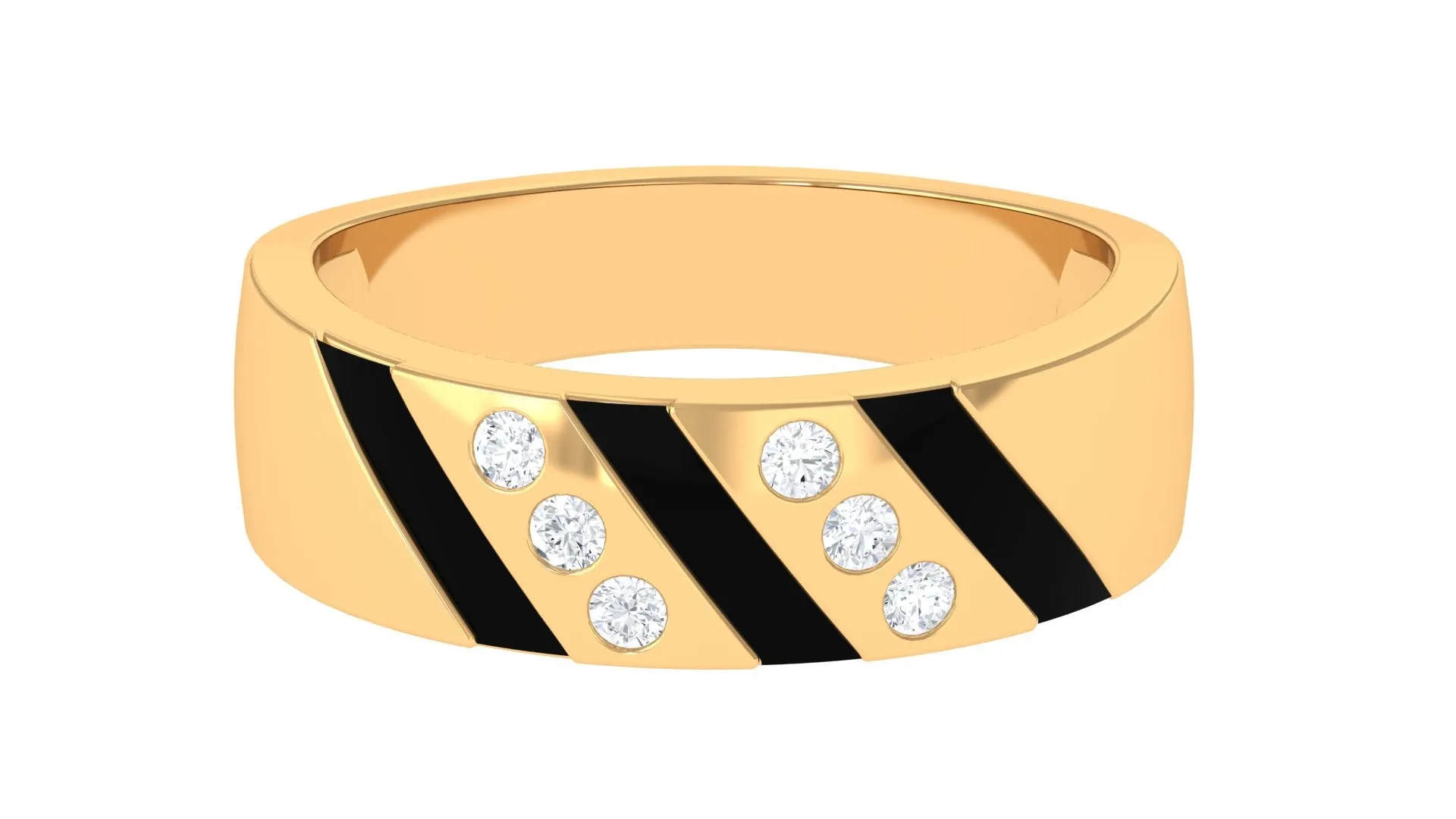 Natural Diamond Wedding Band with Enamel
